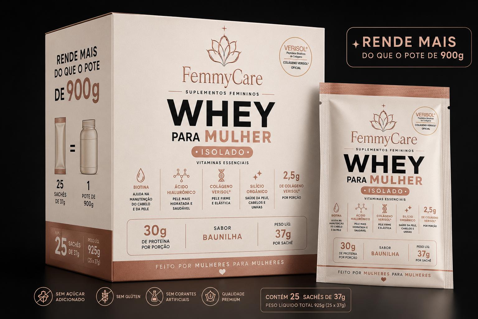 Whey Para Mujer · Caja 25 Sobres · Vainilla