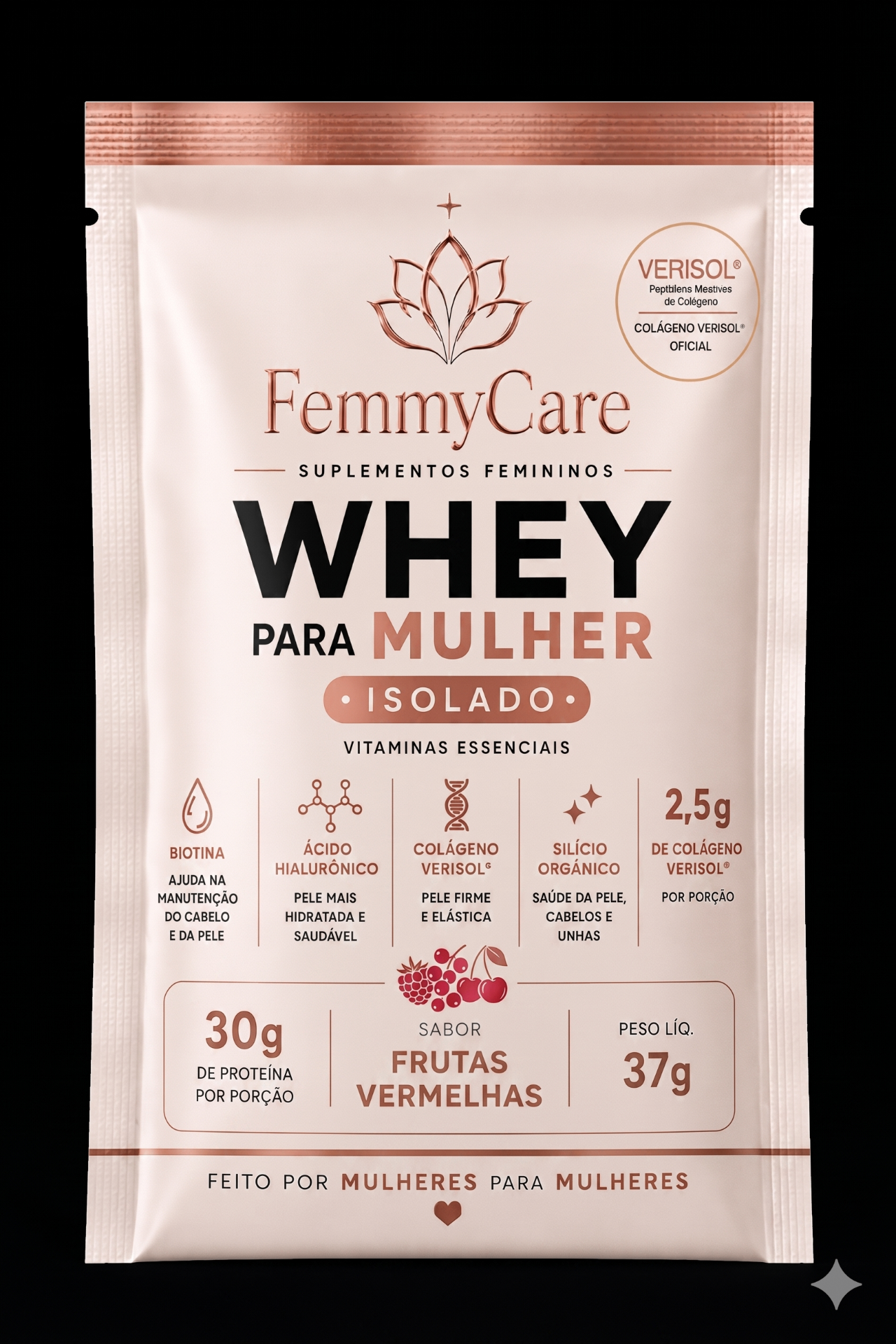 Whey Para Mujer · Sobre Individual · Frutos Rojos