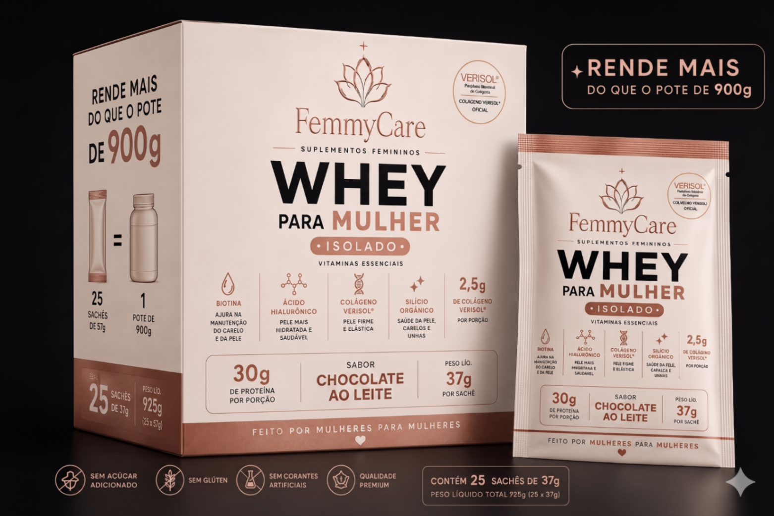 Whey Para Mujer · Caja 25 Sobres · Chocolate con Leche